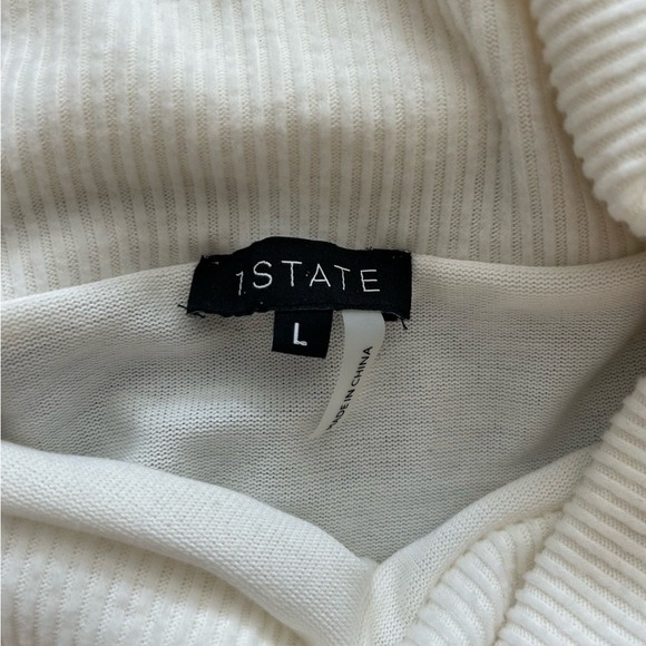 NWT 1.State Ecru/Off White Fold Over Off The Shoulder Sweater Size Large - Picture 8 of 8